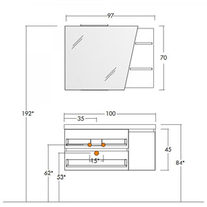 Mobile Bagno Sospeso 100 cm Lavabo e Specchio Bonussi Pegaso Bianco