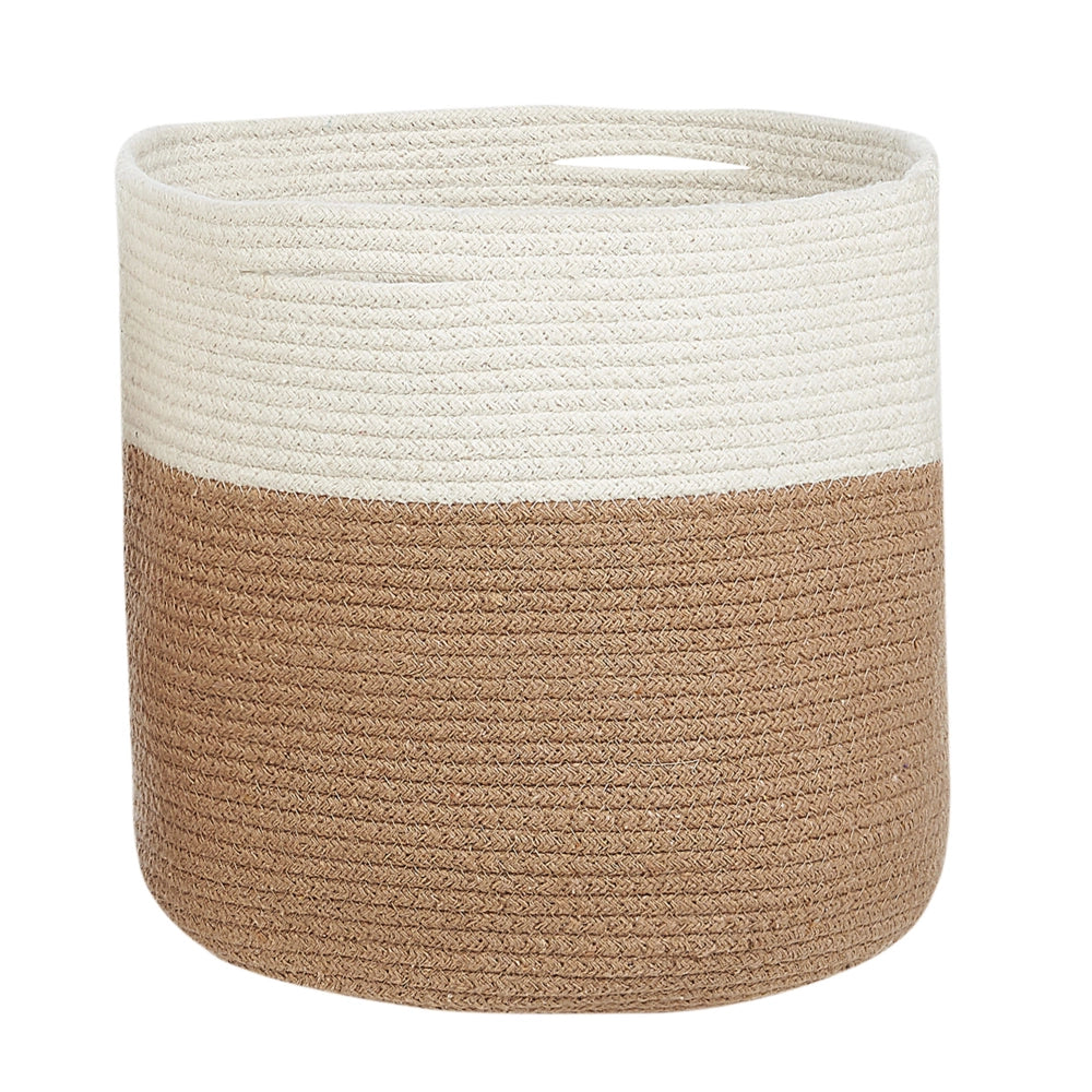 Set di 2 cesti in cotone di colore bianco e beige stile boho interno esterno