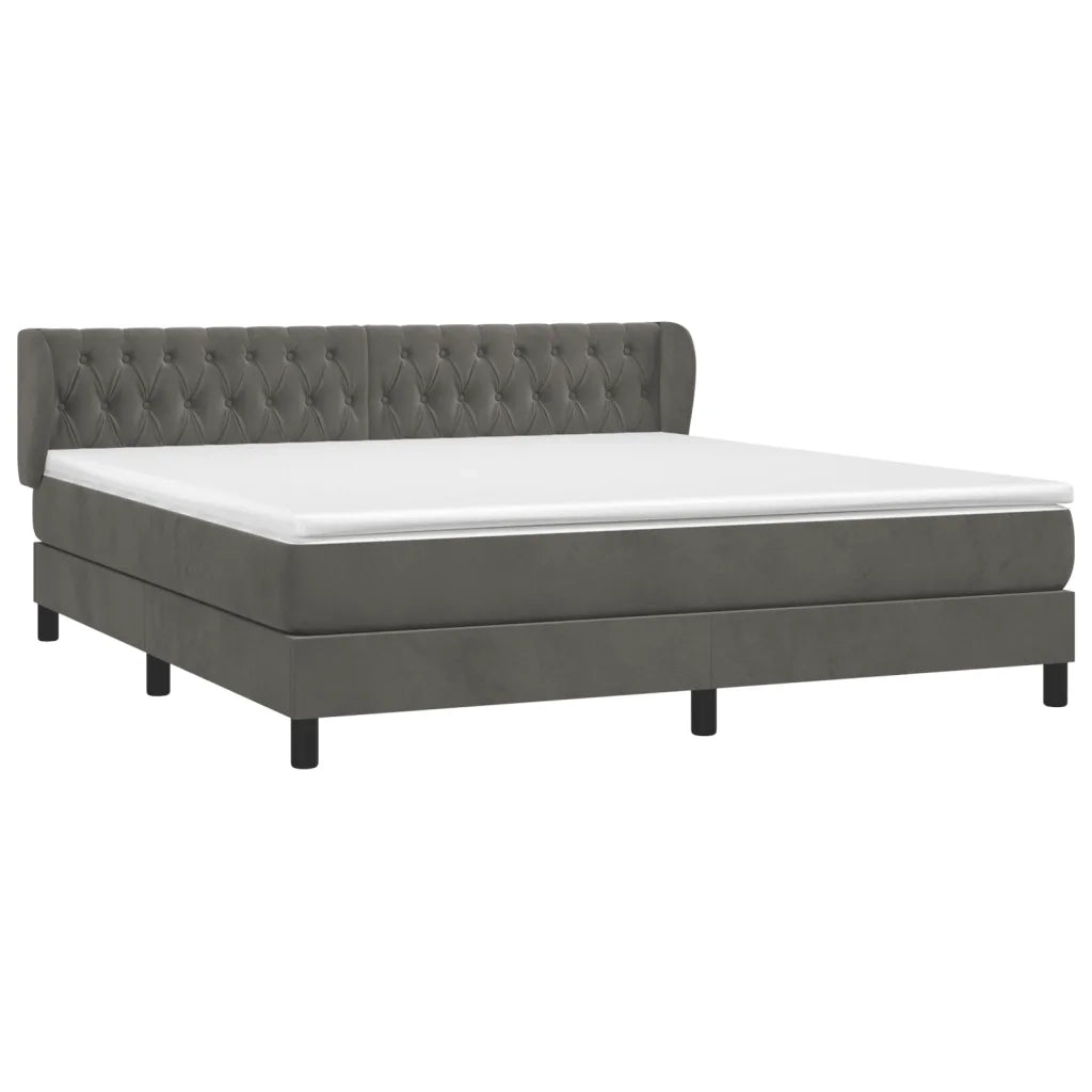 Giroletto a Molle con Materasso Grigio Scuro 180x200 cm Velluto 3127686
