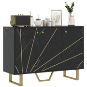 Buffet con 2 ante 3 porte e ripiano regolabile ¨C Zephmum ¨C Nero effetto marmo con gambe metallo