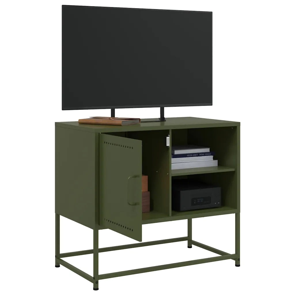 Mobile TV Verde Oliva 68x39x60,5 cm in Acciaio