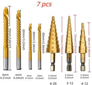 Set di seghe, rottura, inox, sega per legno, trapano multifunzionale, trapano a vite, adatto per trapanare legno e plastica, set a 7 pezzi