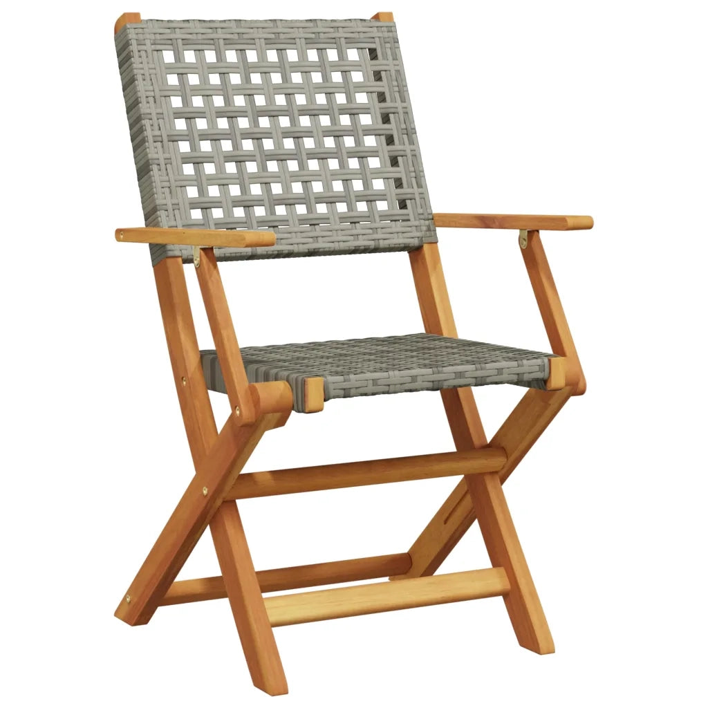 Set da Bistrot 3 pz | Set Salotto da Giardino Grigio in Polyrattan e Legno Massello