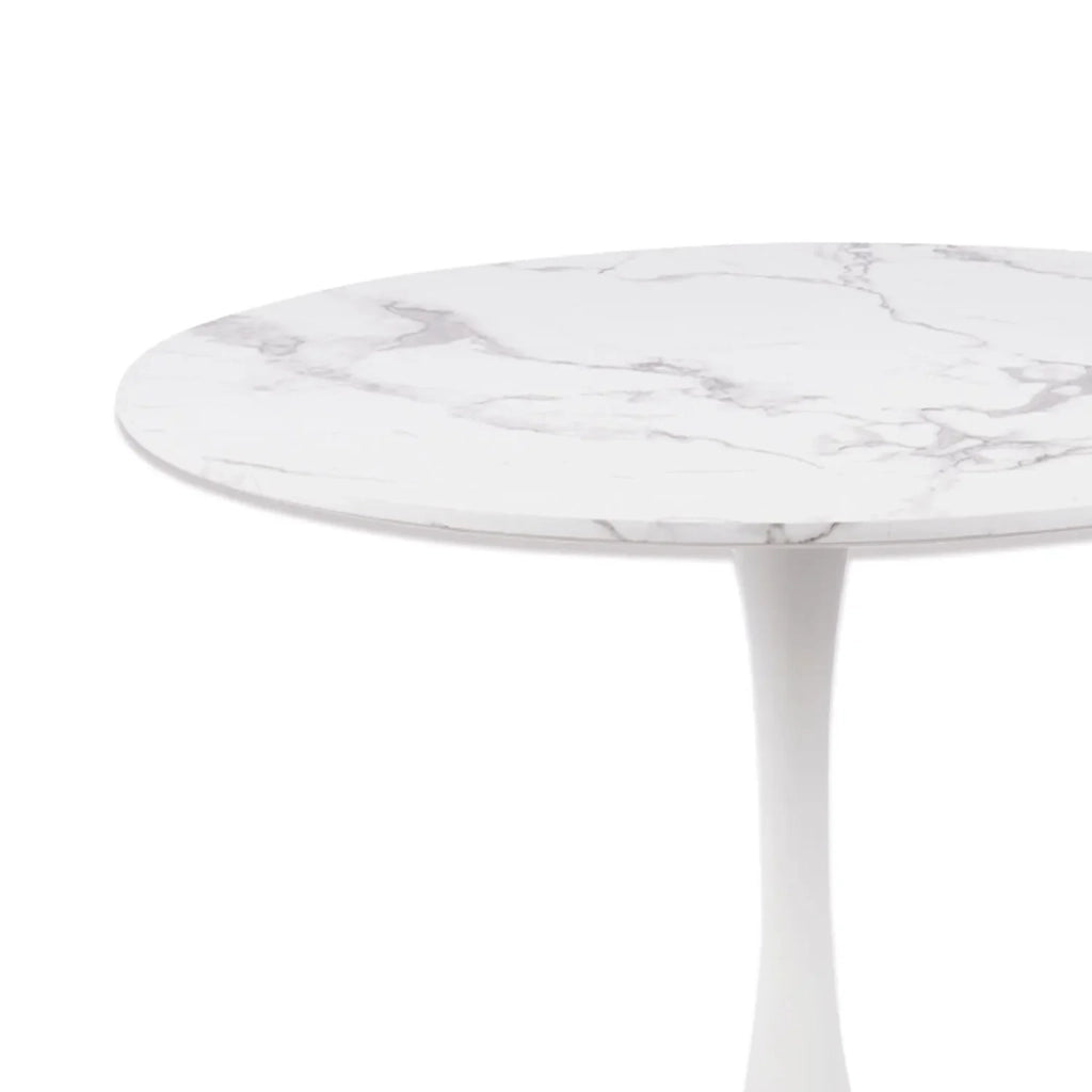 LÚZETE - TAVOLO DA PRANZO ROTONDO IN MARMO BIANCO Ø90 CM SAN ANTONI