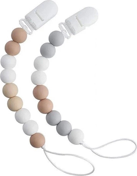 2 pezzi - Cordino per bambini - Cordoncini in silicone - Blu, Beige, Moka