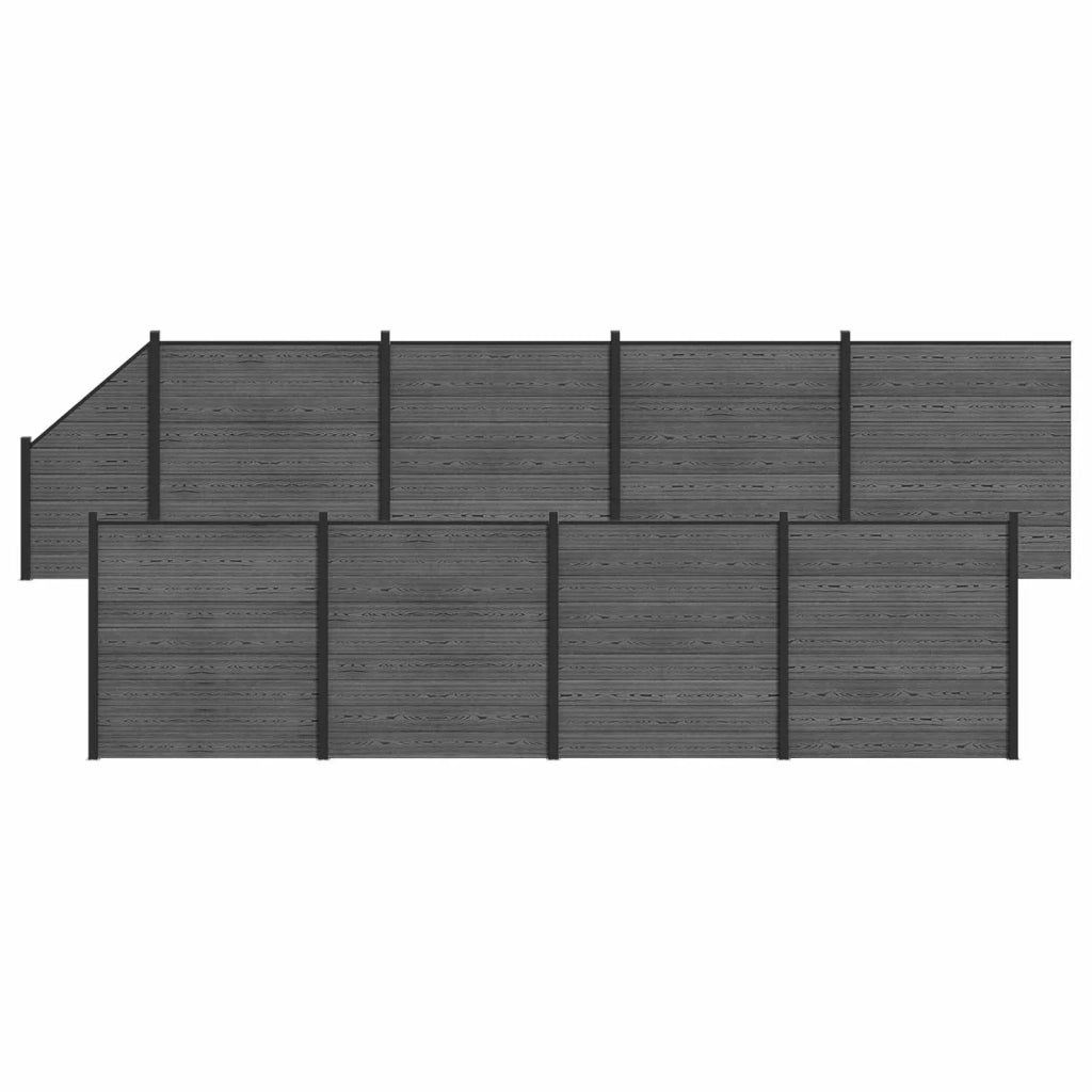 Set di Recinzione 9 pz 1484 x 186 cm WPC e Alluminio Grigio 3429409