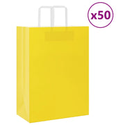 Sacchetti di Carta 50 pz con Manici Gialli 32x17x44 cm