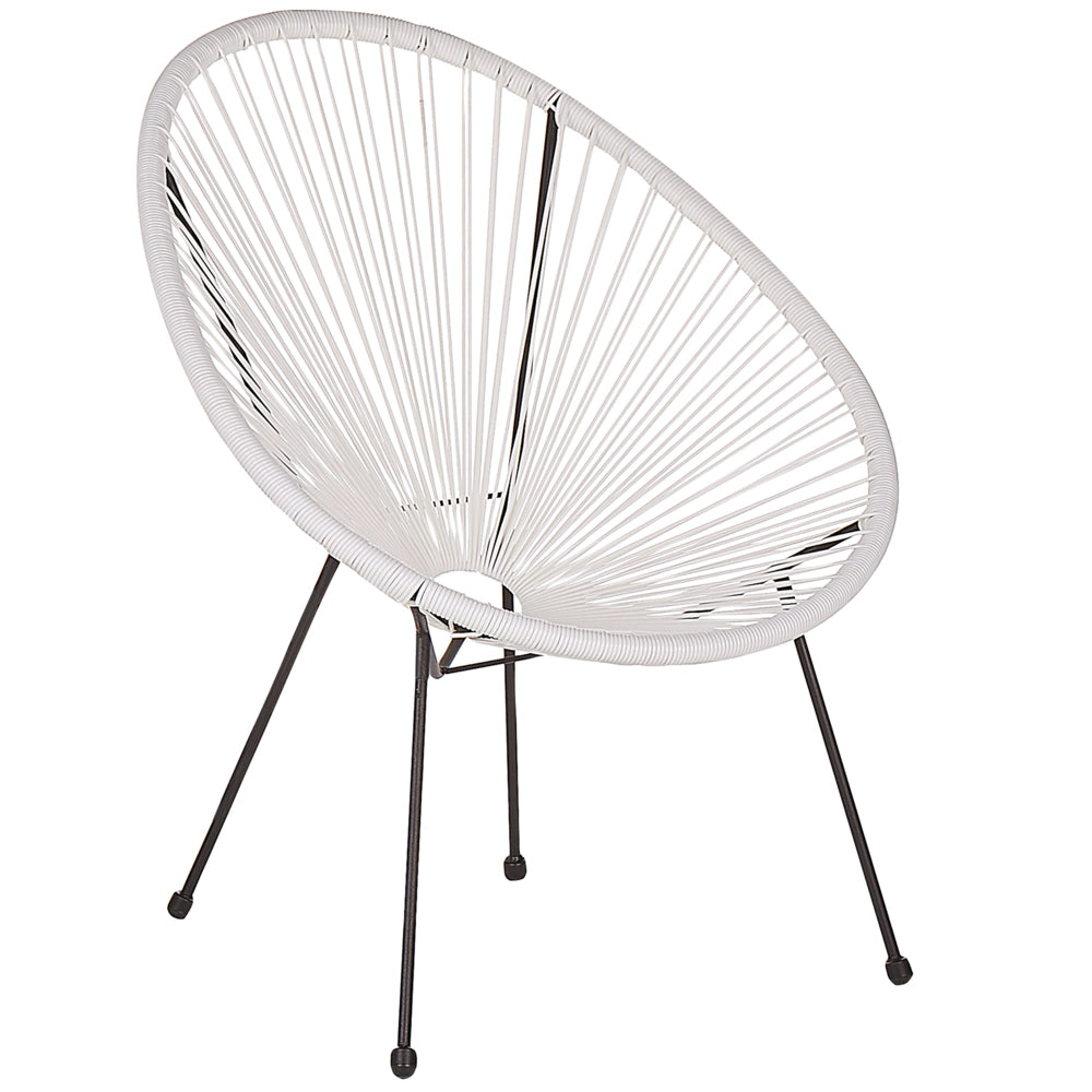 Set da Esterno Tavolino e 2 Sedie Bianco Rattan Sintetico Moderno