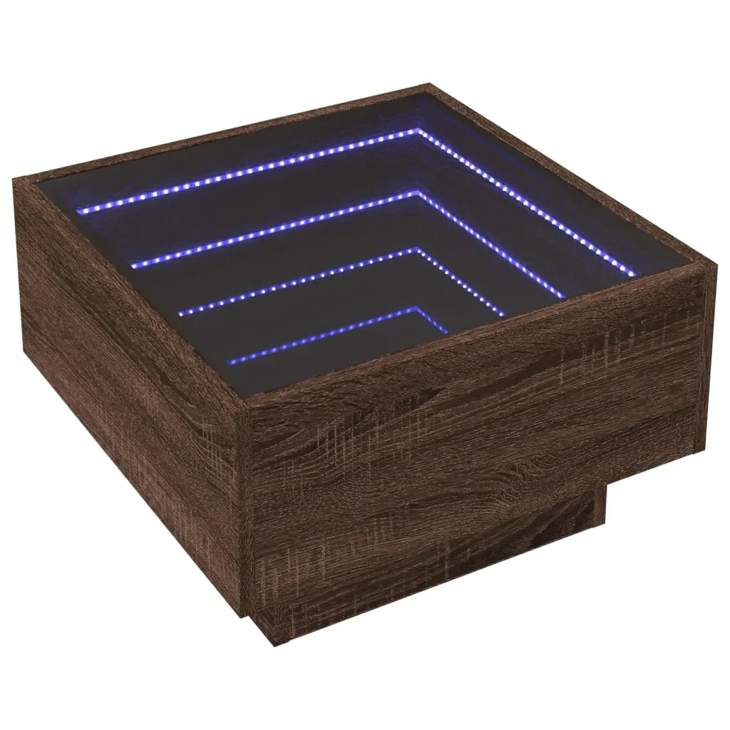 Tavolino salotto | Tavolino da caff¨¨ | Tavolino da Soggiorno con LED Rovere Marrone 50x50x30 cm Multistrato
