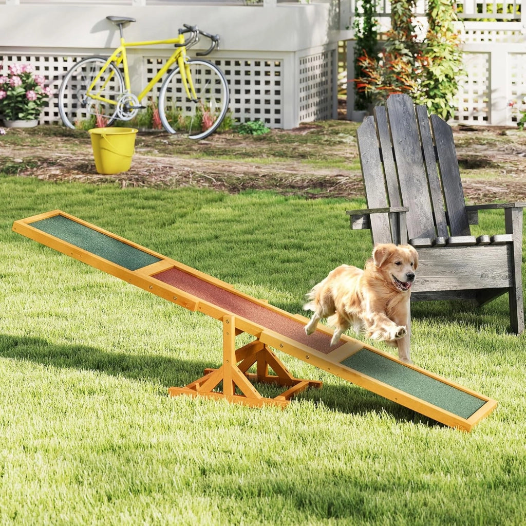 Altalena per Agility Cane, Set di Esercizi e Giochi per Cani, Giocattolo da Esterno, Attrezzatura per Allenamento dell'Equilibrio, Forniture per Animali per Percorsi a Ostacoli (Giallo)