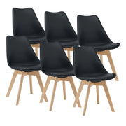 Set Fläten di 6 Sedie da Sala con Seduta Imbottita Rivestimento in Similpelle Nero [en.casa]