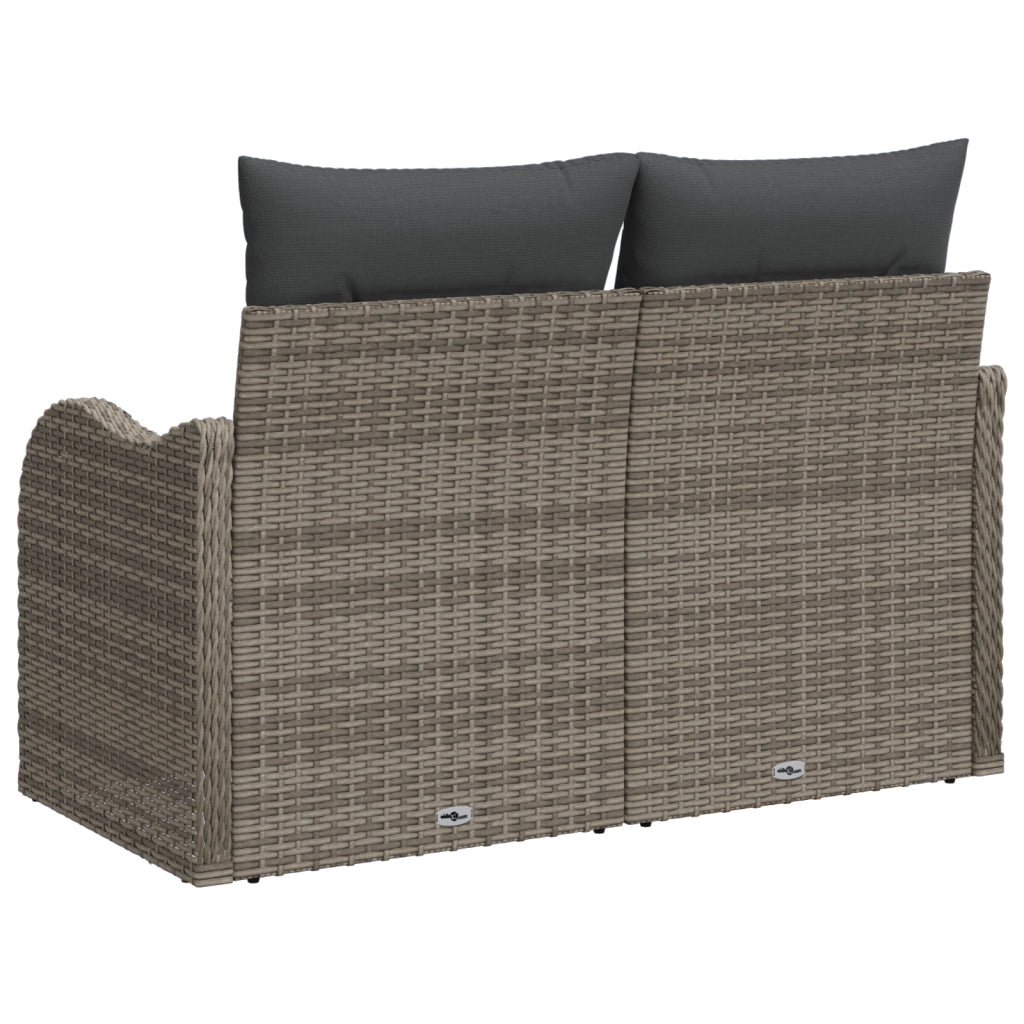 Divano da giardino a 2 posti con cuscini Grigio in Polyrattan