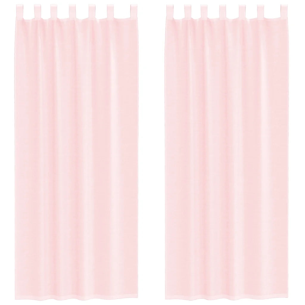 Tende in Voile con Tasche per Aste 2 pz Rosa Chiaro