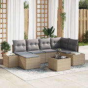 Set Divano da Giardino 6 pcs Beige e Grigio Chiaro polyrattan