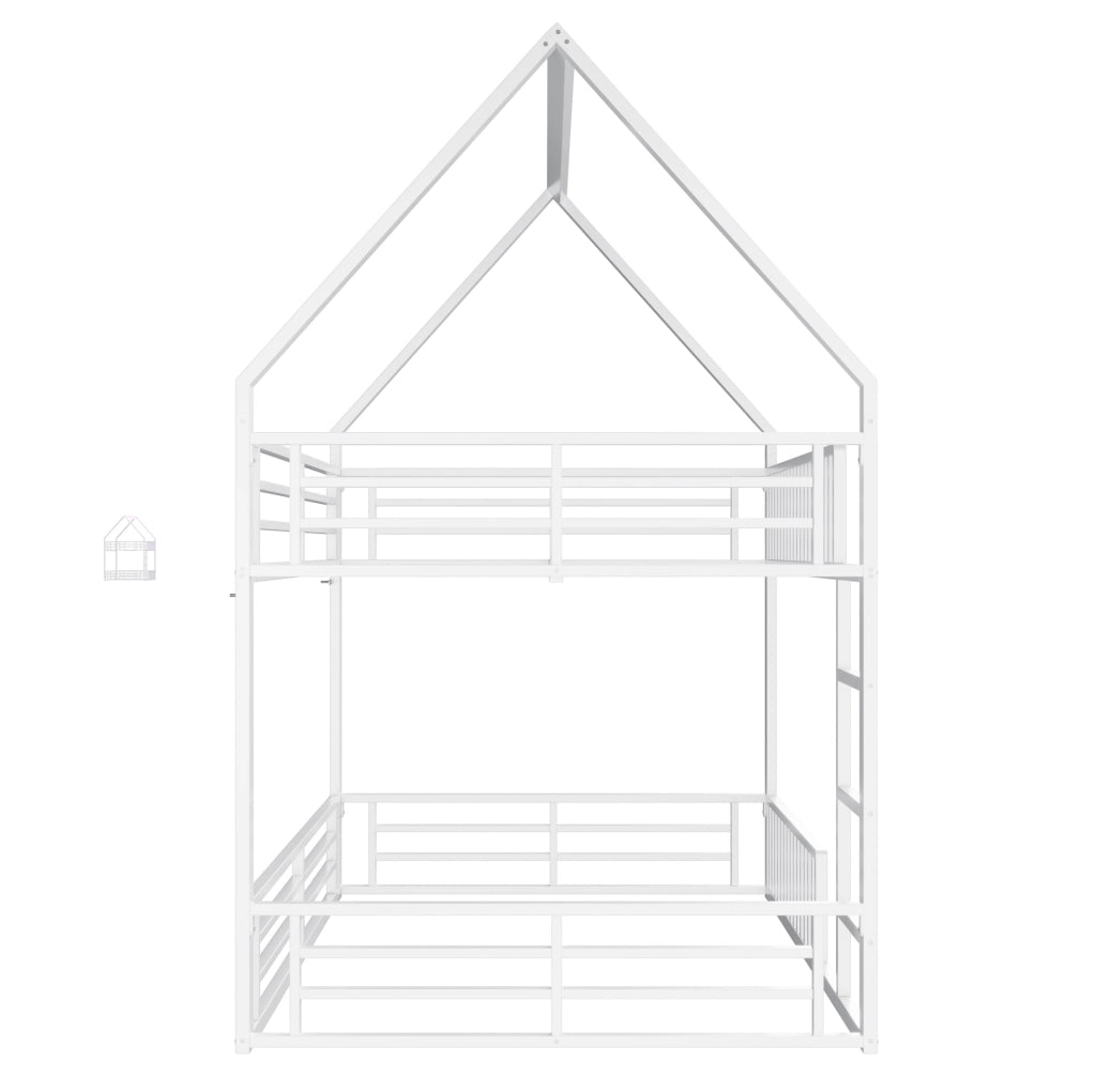 Letto a castello a casetta 140x200 cm in metallo bianco con LED