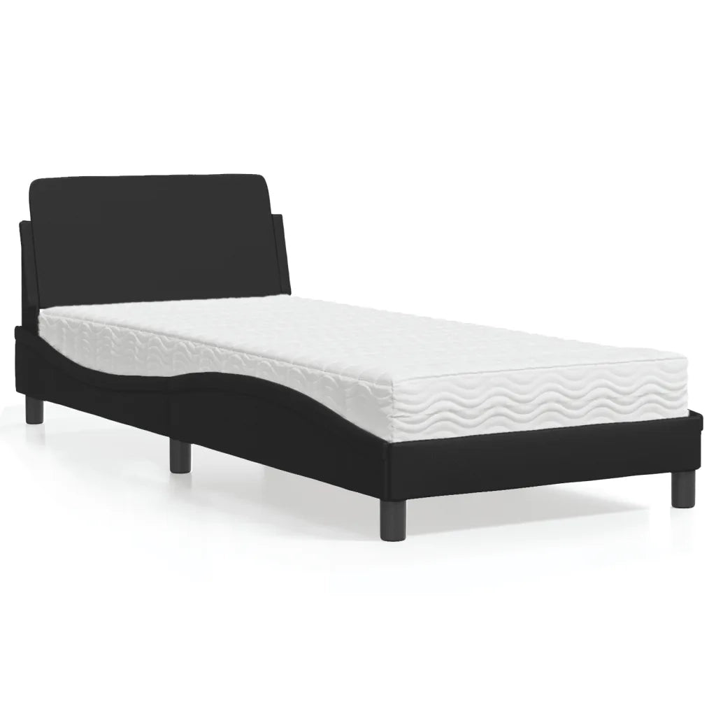 Letto singolo | Letto per adulti | Letto con Materasso Dover Nero 80x200 cm in Similpelle