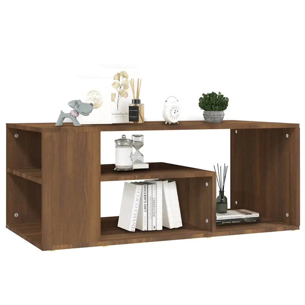 Tavolino Salotto Rovere Marrone 100x50x40cm Legno Multistrato cod mxl 29739