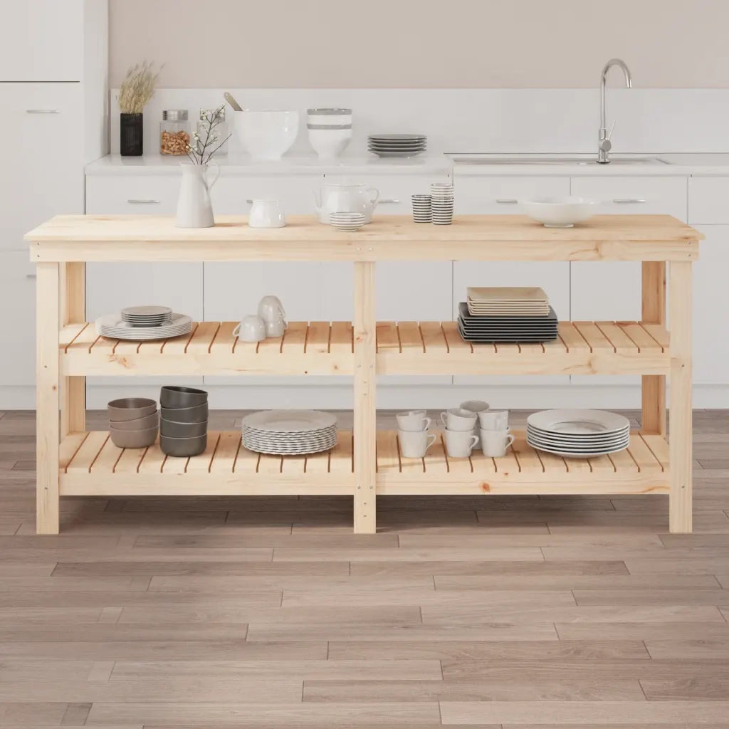 Banco da Lavoro 181x50x80 cm in Legno Massello di Pino cod mxl 9349