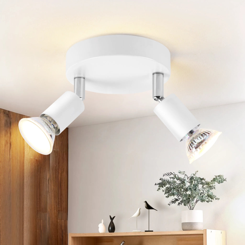 ZMH Faretto da soffitto bianchi 2 luci GU10 moderni rotondi orientabili 350° per camera letto soggiorno senza lampadina
