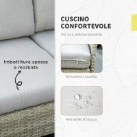 Salotto da Giardino 7 Pezzi Modulabile in Rattan PE con Cuscini, Beige