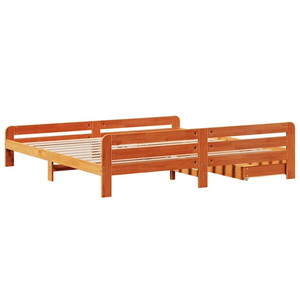 Letto senza Materasso Marrone Cera 200x200 cm in Legno di Pino