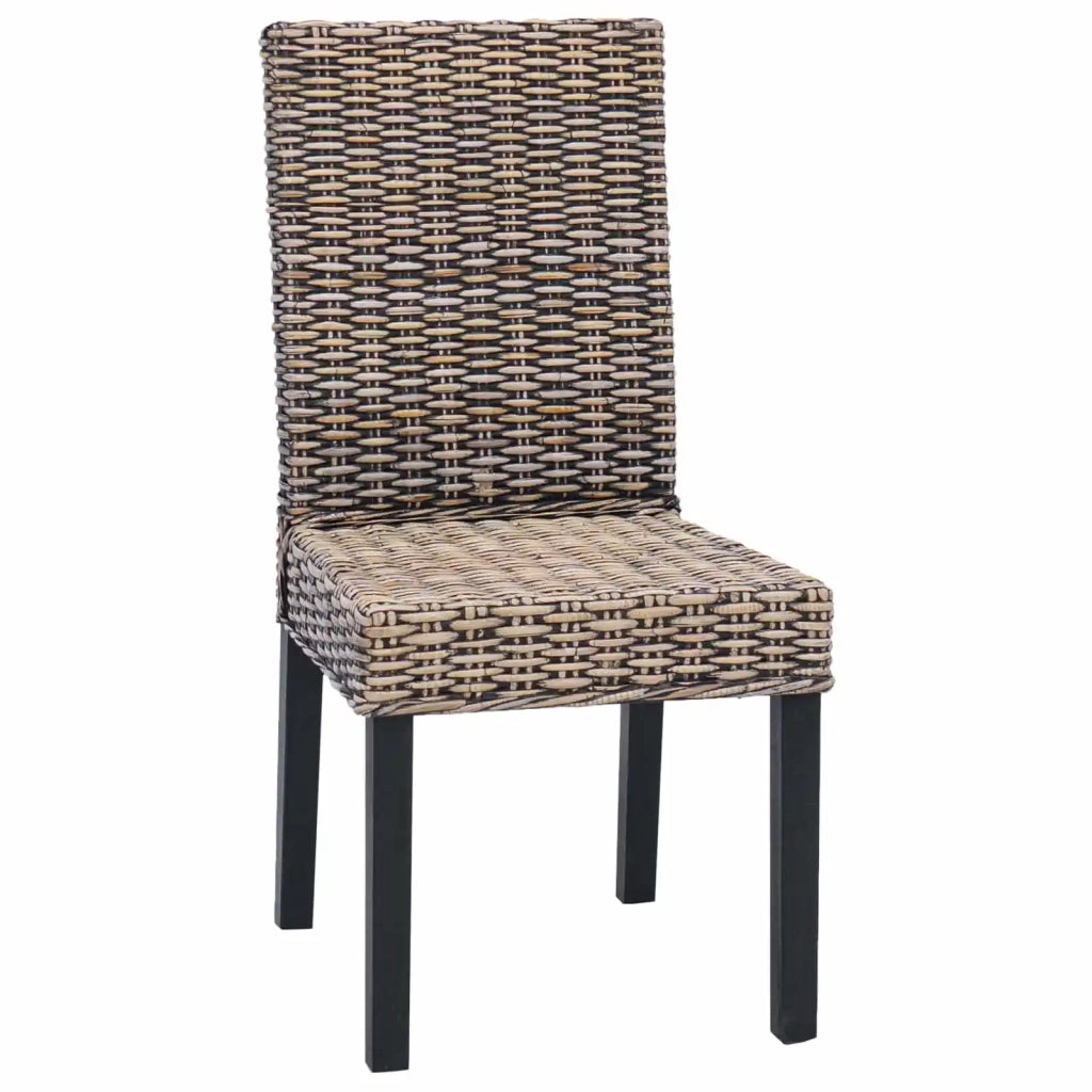 Sedia da pranzo 2 pcs Rattan Kubu e Legno Massello di Mogano