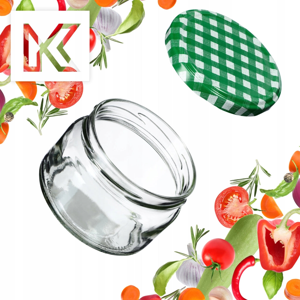 Barattoli per conserve KADAX Denia 250ml 50 pezzi 82mm + coperchio "Griglia verde"