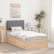 Letto con Testiera Rivestita Grigio chiaro 90 x 190 cm