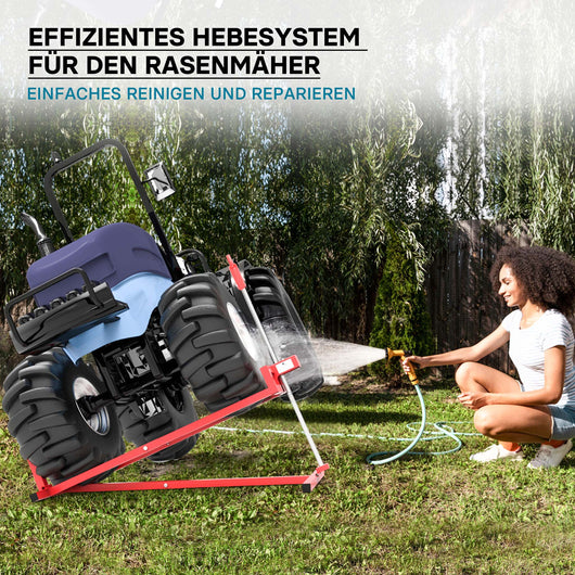 Sollevatore per trattorino tagliaerba, max 250 kg con adattatore, fino a 35° di inclinazione