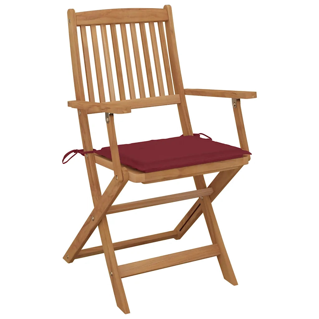 Sedie da Giardino Pieghevoli 4 pz con Cuscini Massello Acacia 3064626