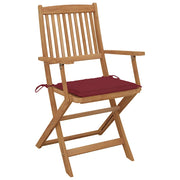 Sedie da Giardino Pieghevoli 4 pz con Cuscini Massello Acacia 3064626