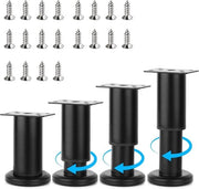 Piedi di tavolo regolabili 8-12 cm metallo nero - Set da 4 - Inclusi viti