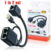 Trade Shop - Splitter Ethernet 2 In 1 Femmina Switch Usb Doppiatore Rete Rj45 2 Porte Nt2354 -