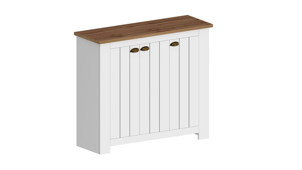 Scarpiera 3 Ante 114x42x100 cm Figo 3A Bianco Opaco/Rovere Wotan