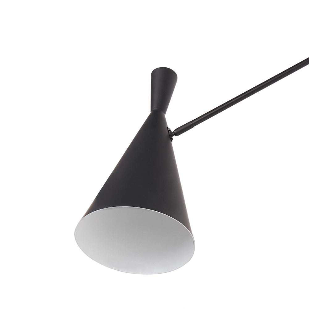 Lampada da parete moderna con paralume a cono in metallo  nero braccio regolabile e interruttore on/off soggiorno camera da letto