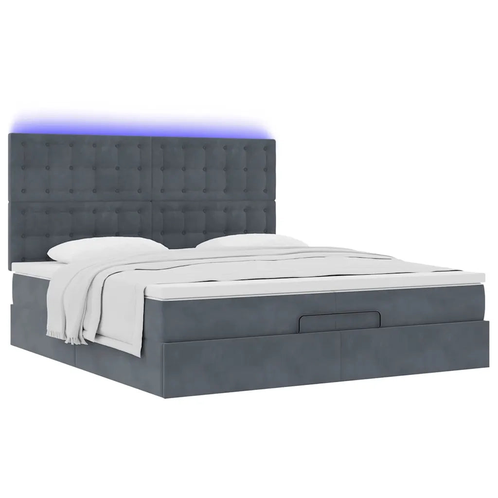 Struttura Letto Pouf con Materassi 200x200 cm Velluto
