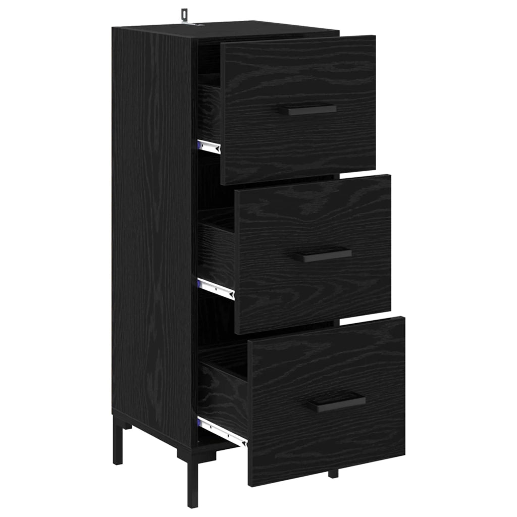 Credenza | Madia | Buffet da pranzo | Armadio da pranzo Rovere Nero 34,5 x 34 x 90 cm Legno multistrato