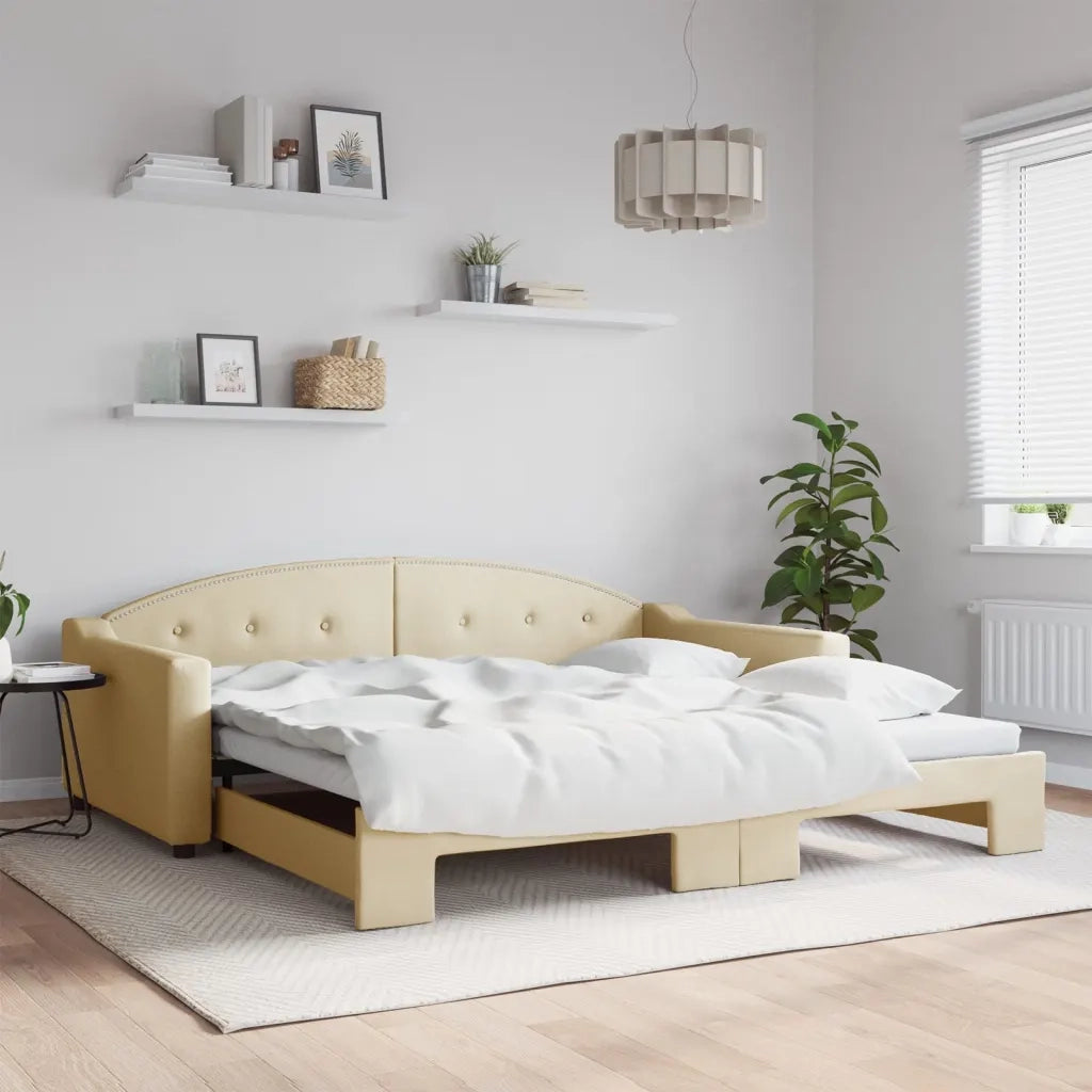 Divano letto | Sof¨¤ letto | Letto singolo Estraibile Crema 100x200 cm in Tessuto