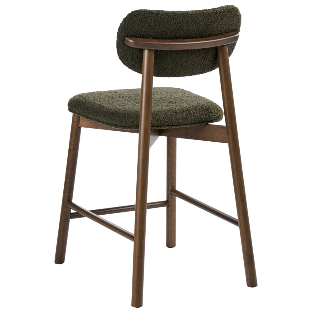 Set di 2 sedie da pranzo in boucle Struttura in legno marrone e verde e schienale imbottiti Sala da pranzo Cucina