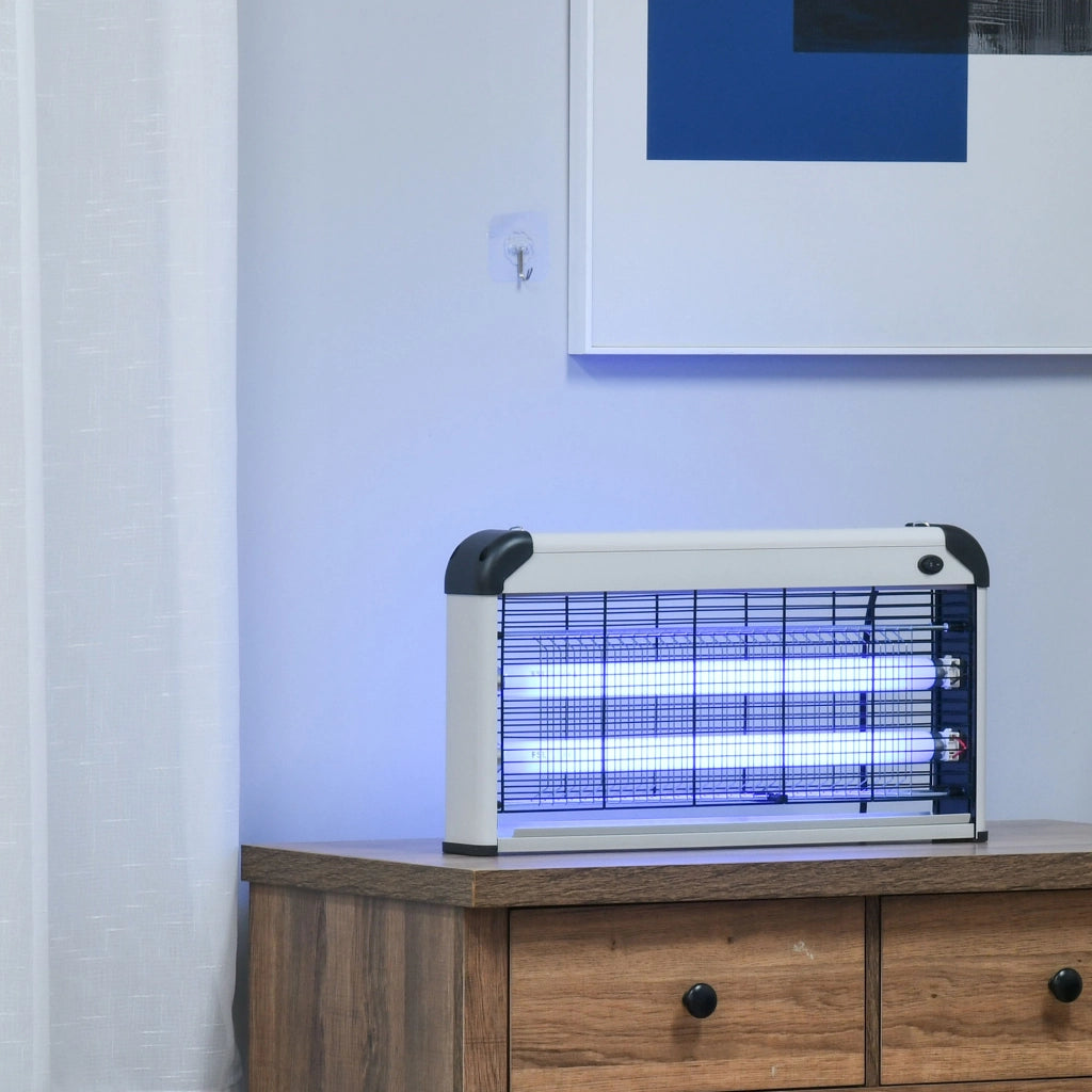 Elettroinsetticida da Esterno e Interno con Lampada Antizanzare UV per 60m2, Zanzariera Elettrica 30W, Nero e argento