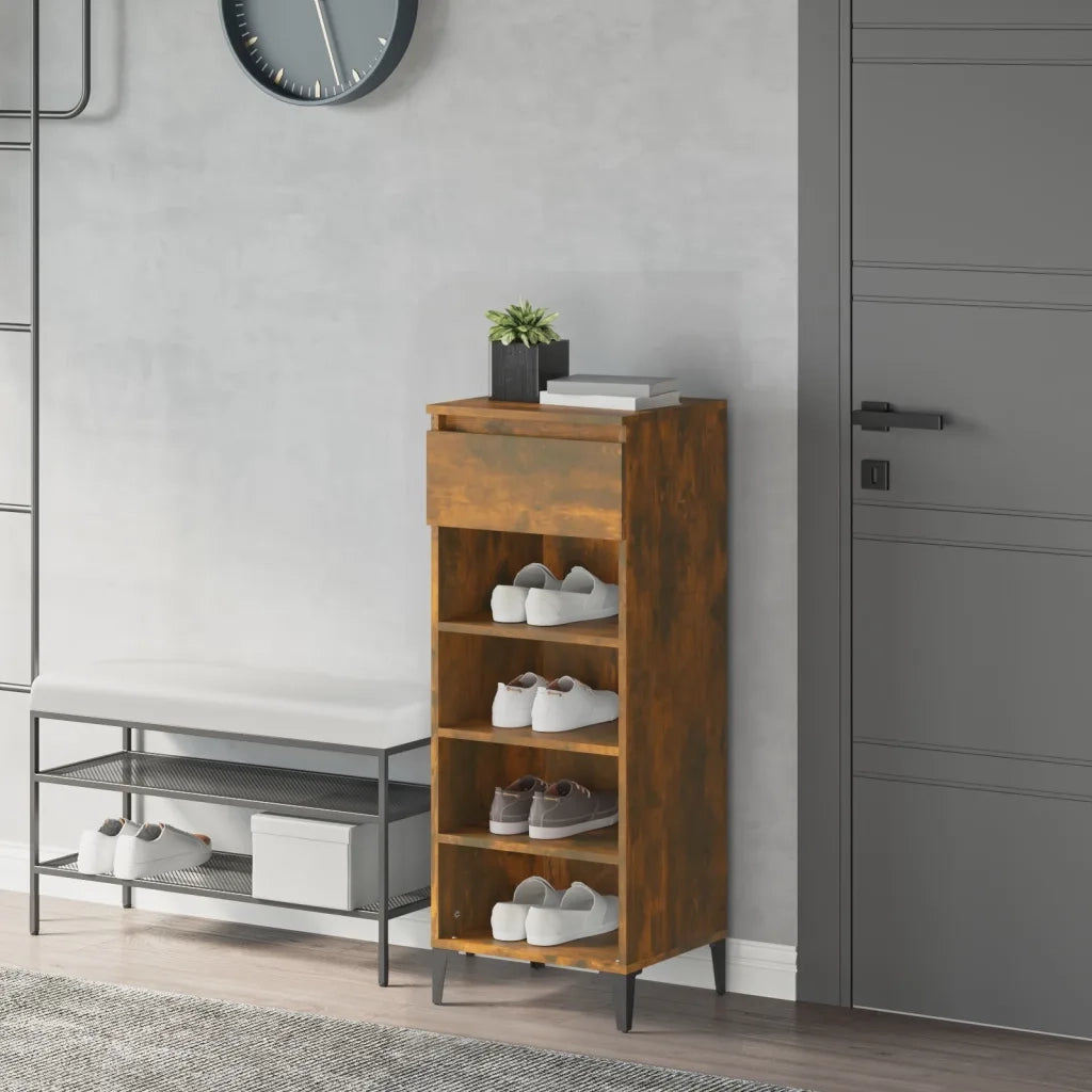 Scarpiera | Mobile per scarpe Rovere Fumo 40x36x105 cm in Legno Multistrato