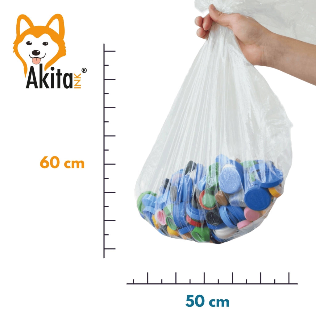 Akitaink 120 Sacchi Spazzatura 50x60 Trasparenti con Legacci