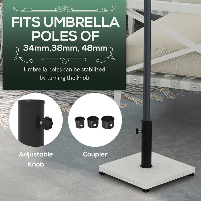 Base per Ombrellone da 25kg in Metallo e Cemento con Effetto Legno 45x45x33.5cm Bianco