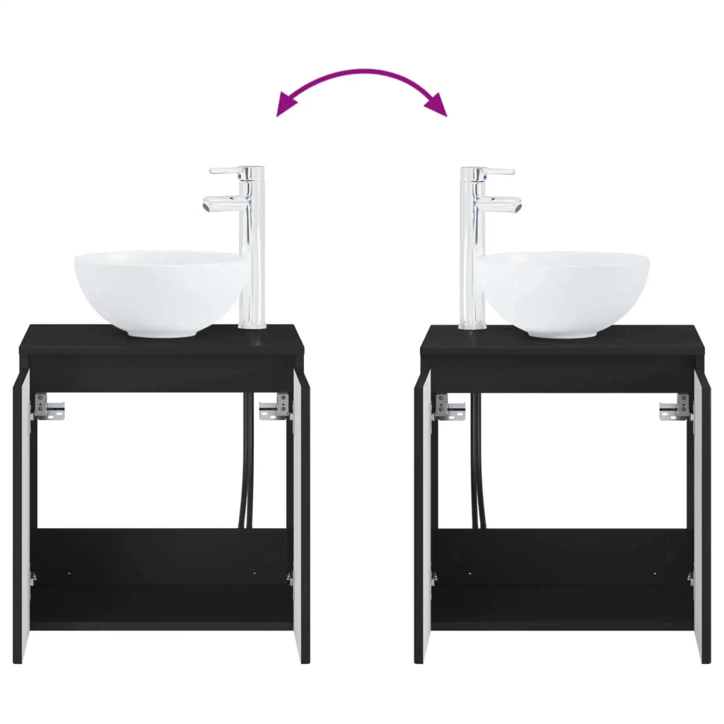 Set di mobili per il bagno 2 pz Nero Legno ingegnerizzato 3404035
