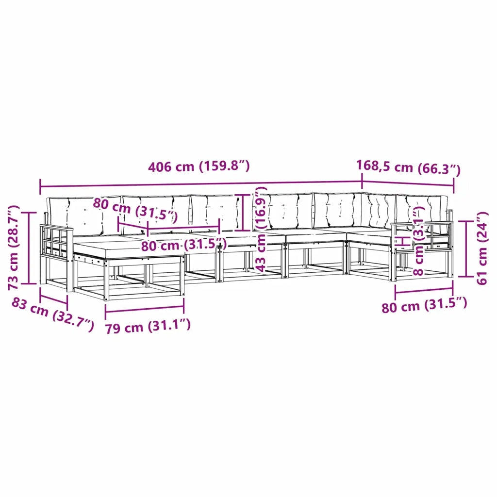 Set di divani da esterno 7 pz Bianco e Beige 3386772