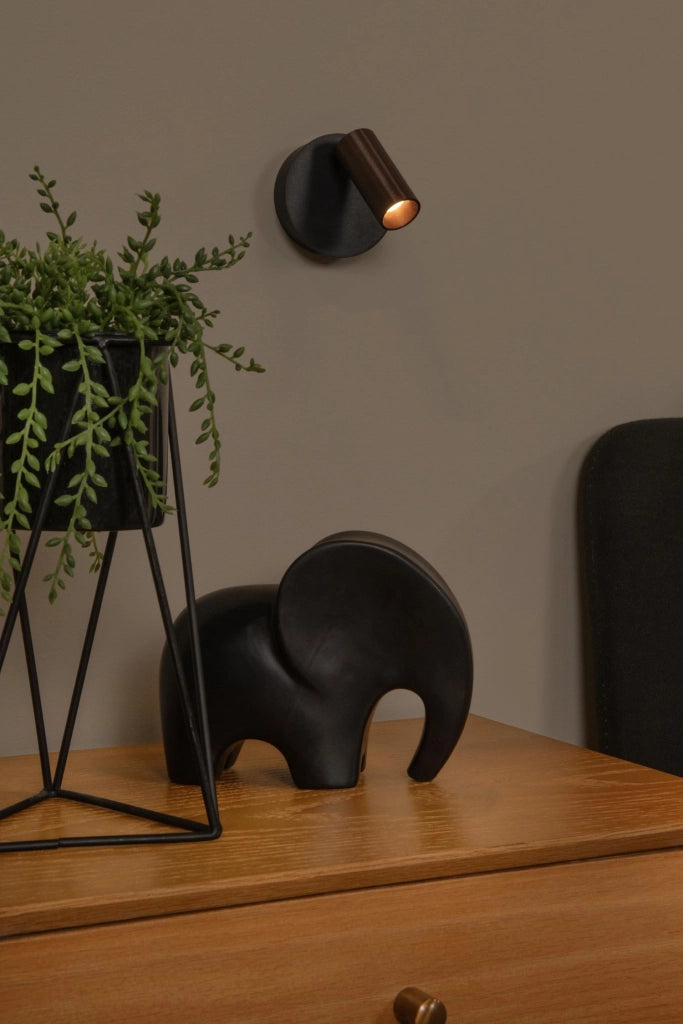 Faretto da parete TONI LED 2W wireless marrone nero Lucide