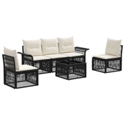 Set Divano da Giardino 6 pcs Nero polyrattan