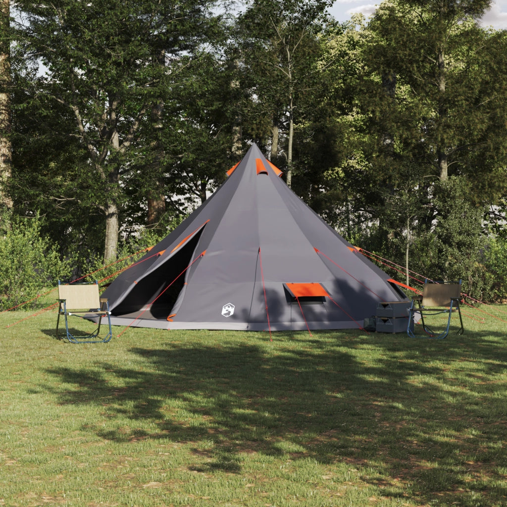 Tenda da famiglia Tipi grigia e arancione impermeabile per 12 persone