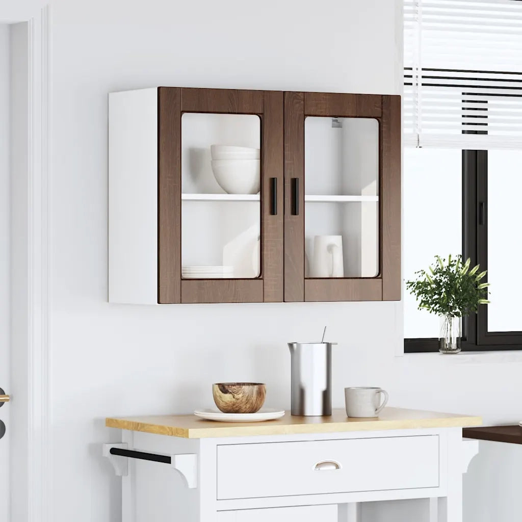 Pensile da Cucina con Porta in Vetro Porto Rovere Marrone 854094