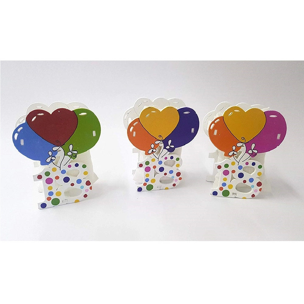 Trade Shop - Bomboniera Scatola 12pz. 18 Anni Palloncino Legno Portaconfetti Festa Compleanno -